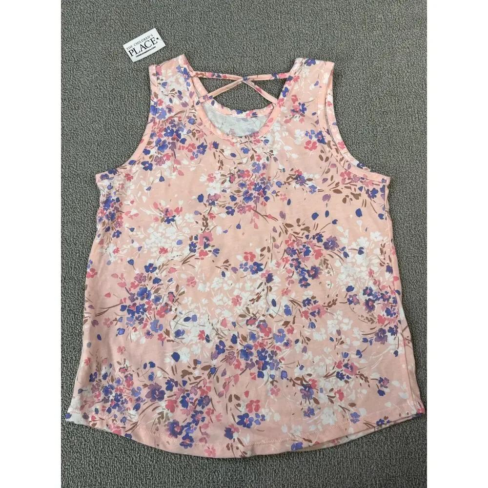 NWT Children's Place Tank Top Pink Floral Girls Size XL (14)‎